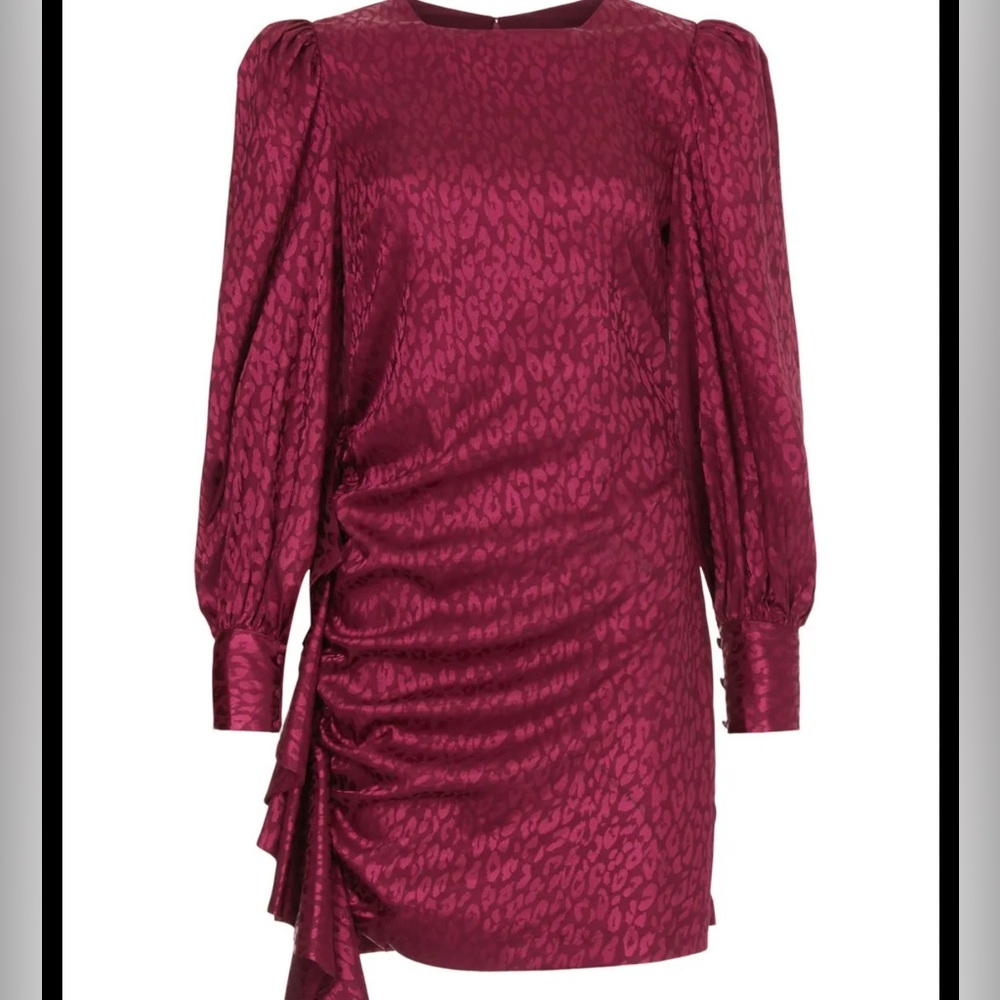 Revolve cocktail dress- ONE33 Social Merlot Leopard long sleeve mini Dress